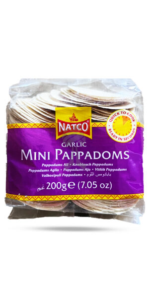 Natco Garlic Mini Pappadoms 200g