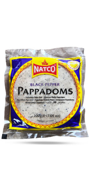 Natco Black Pepper Pappadoms 6'' 200g