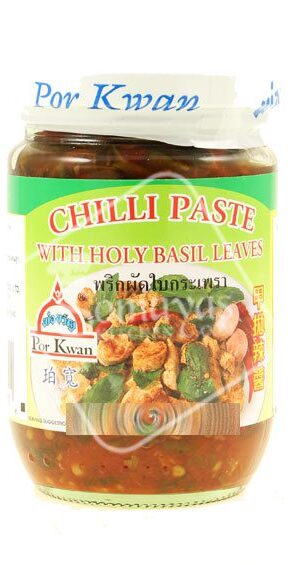 Por Kwan Chilli Paste With Holy Basil Leaves (200g)-0