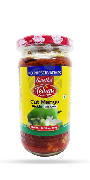 Telugu Foods Cut Mango Pickle W/Garlic 300g