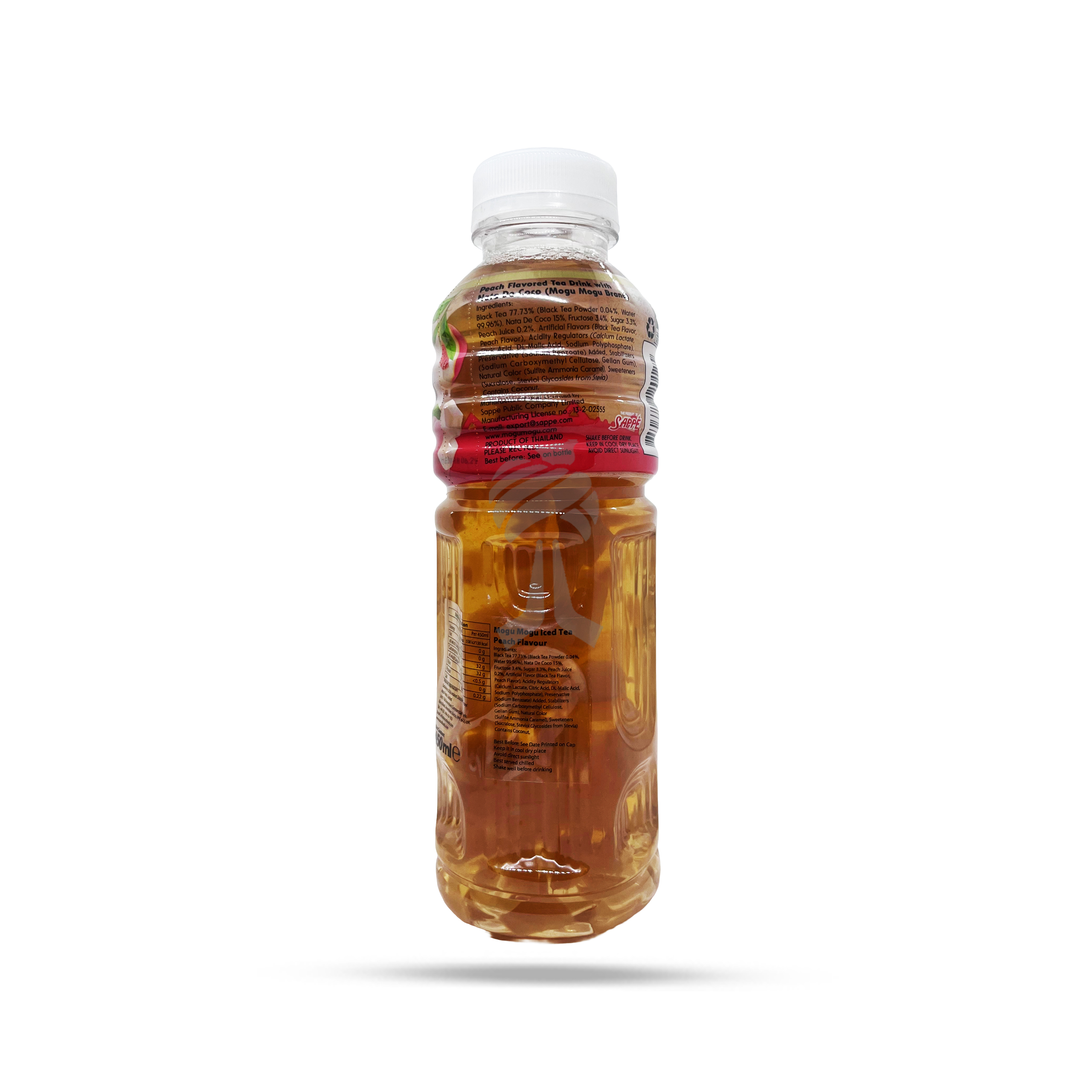 Mogu Mogu Peach Flavored Ice Tea with Nata De Coco 450ml - Image 2